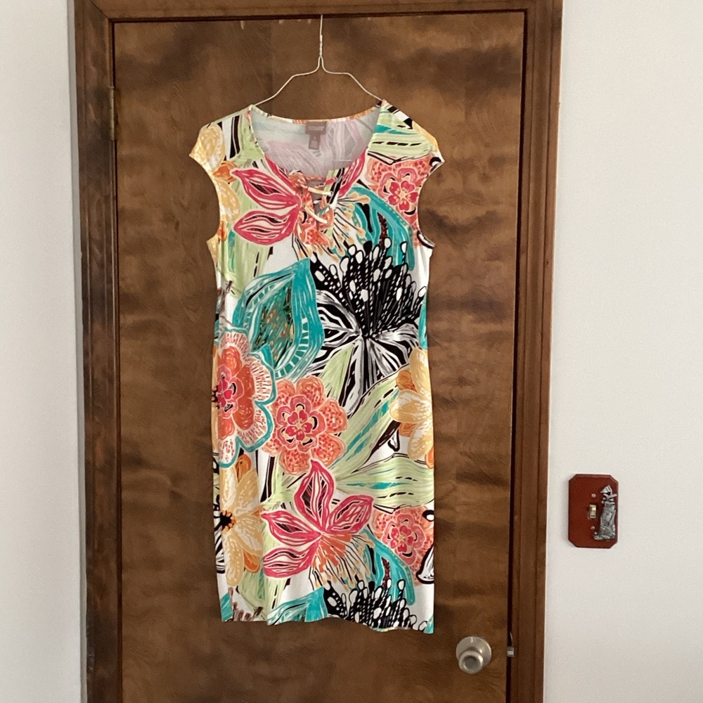 Floral Cap-Sleeve Summer Dress in Multicolor